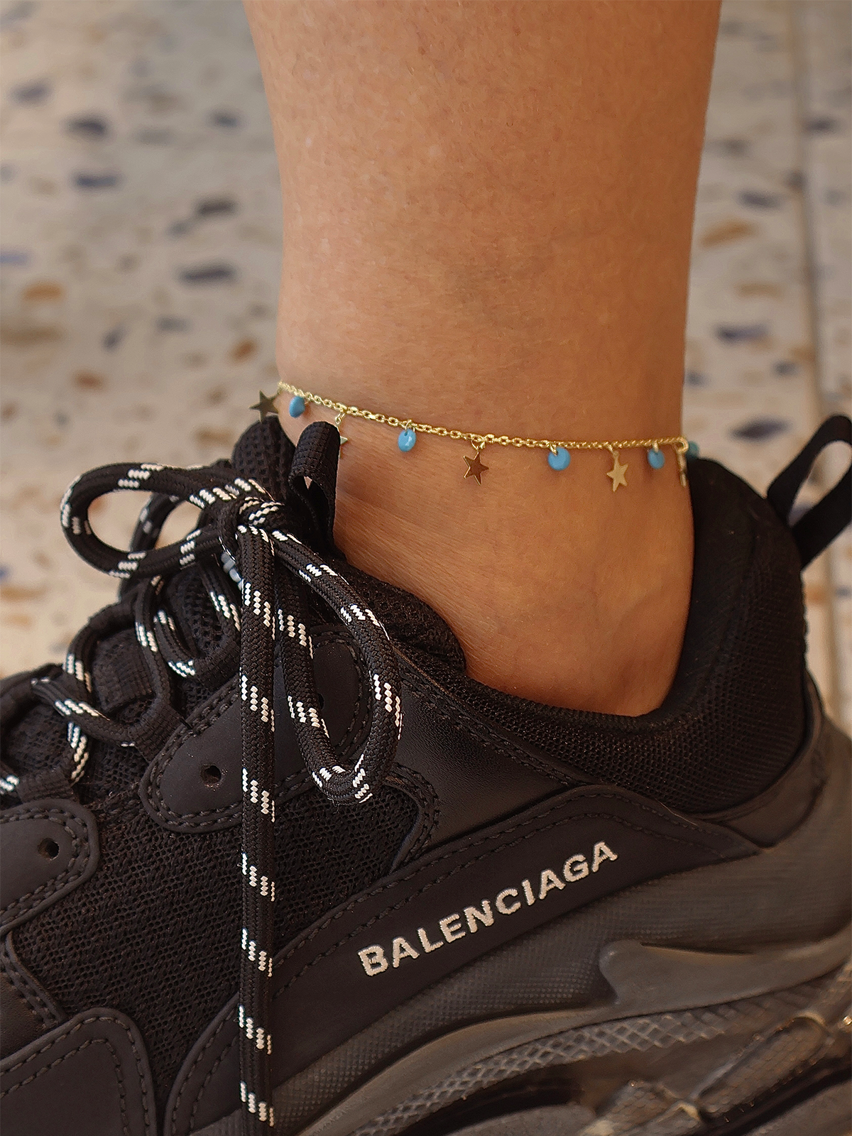 Mavi Taş Yıldız Sallantılı Halhal