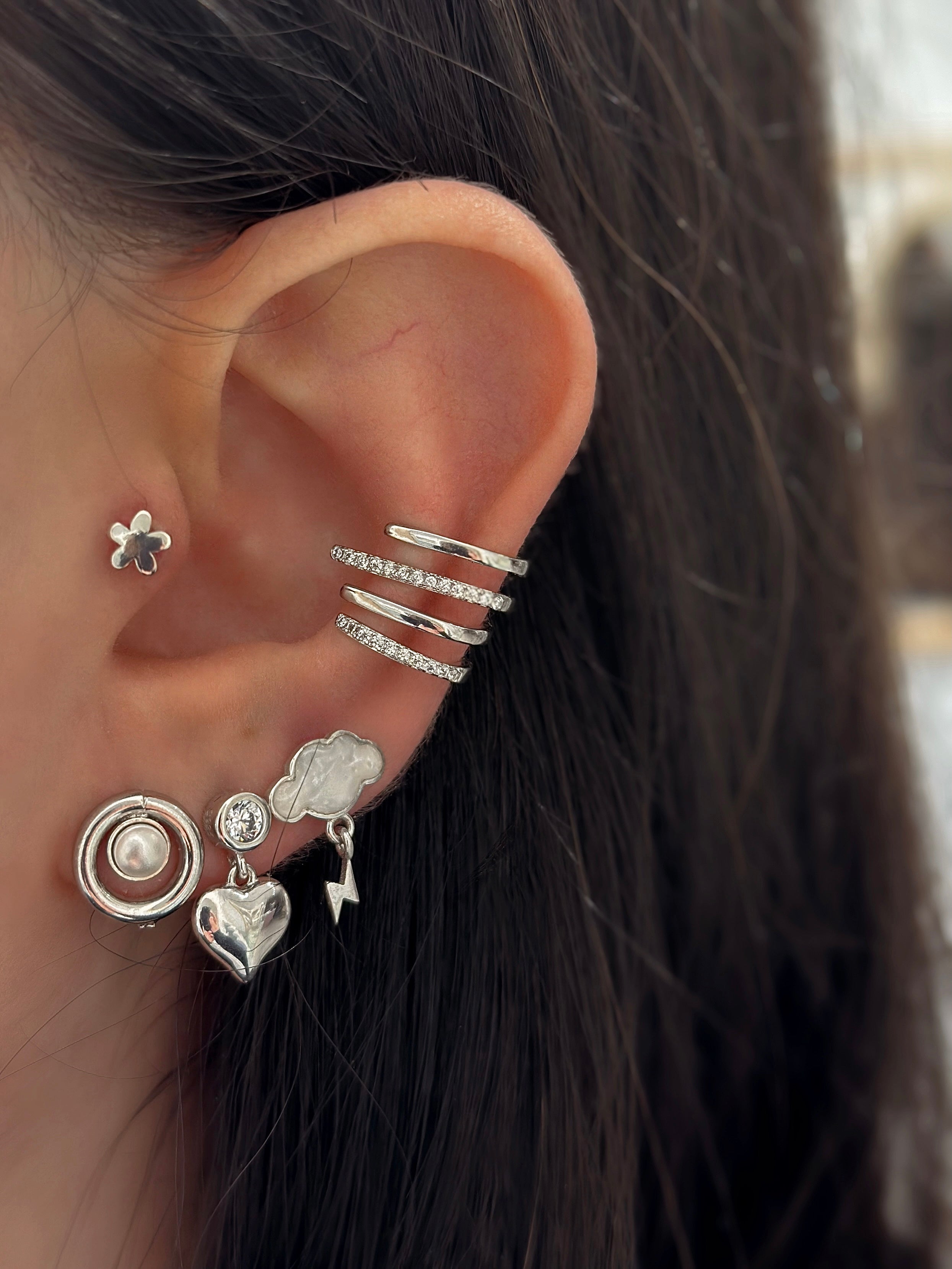 Balon Kalp Sallantılı Sıvama Taş Tek Küpe