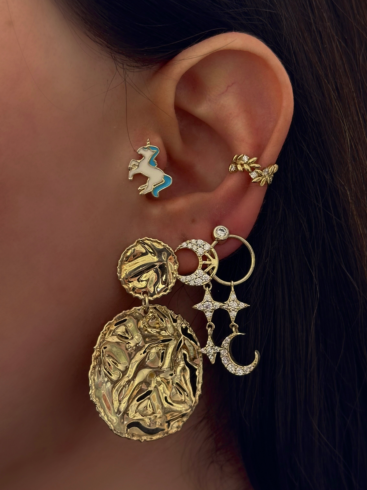 Mini Taşlı Sarmaşık Ear Cuff
