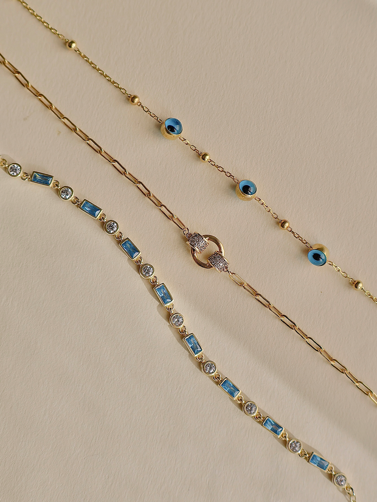 Üç Nazar Top Zincir Bileklik