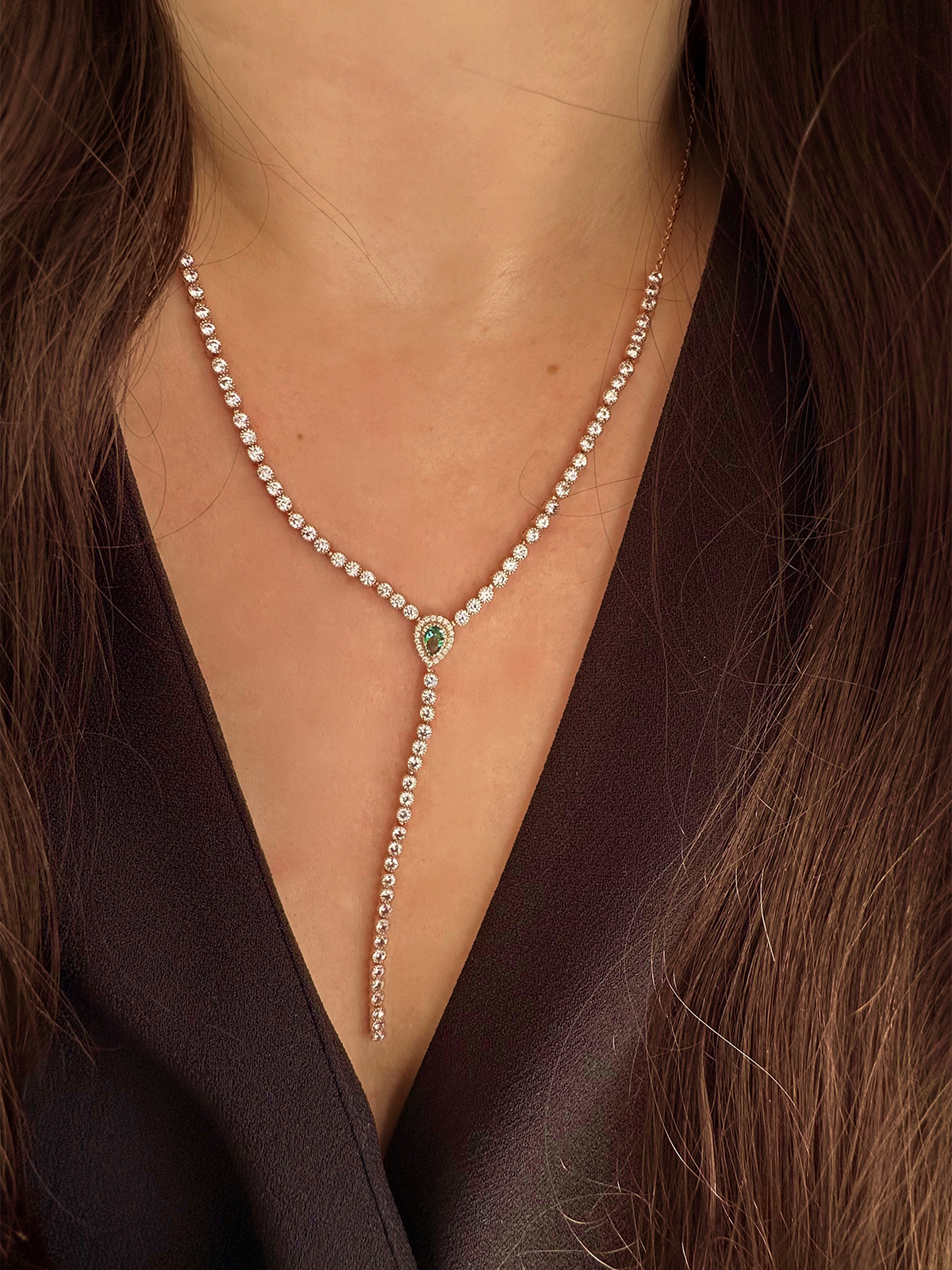 Vintage Damla Taşlı Su Yolu Y Kolye