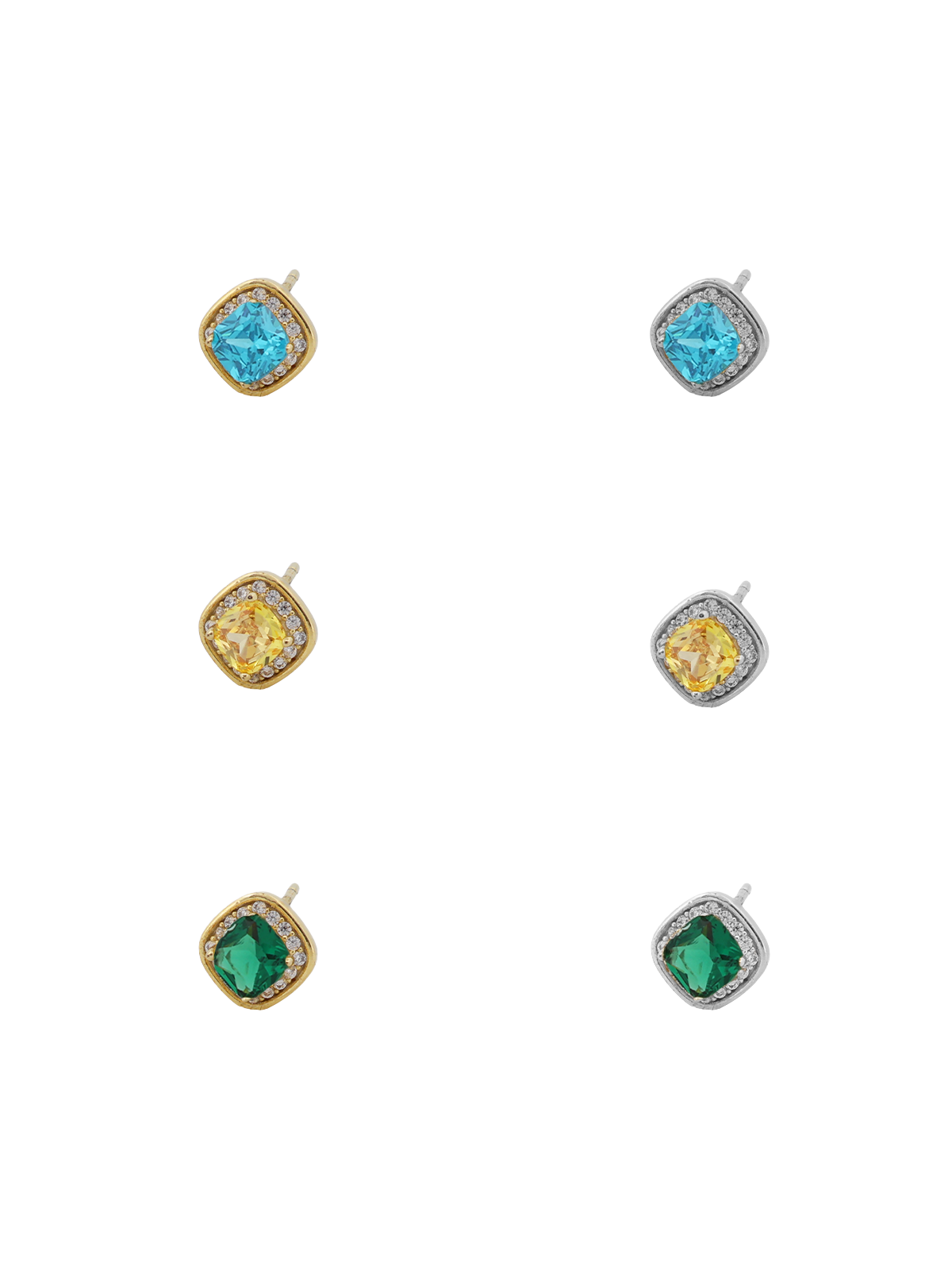 Renkli Mini Cushion Tek Taş Tek Küpe