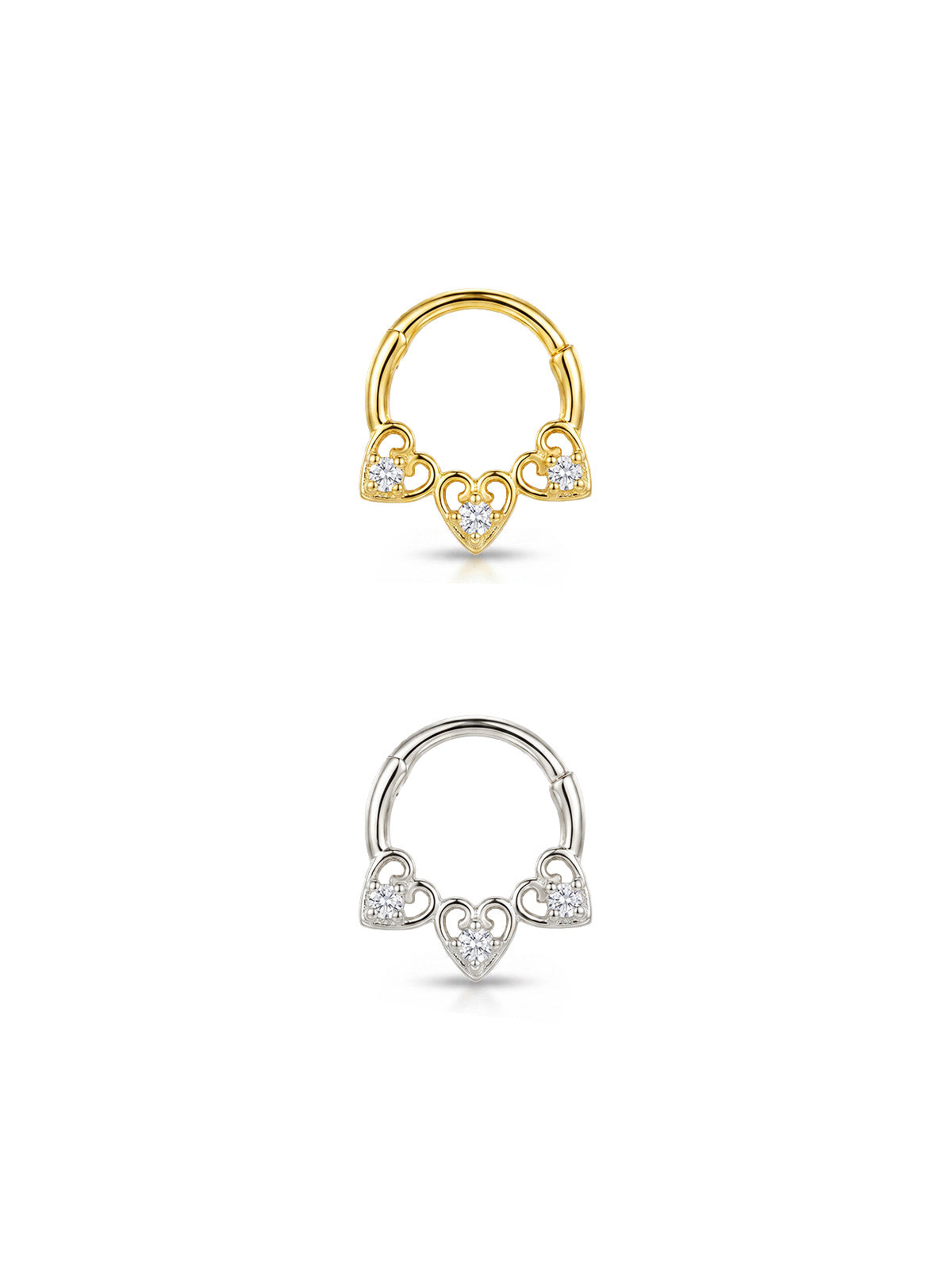 Aura Triple Heart Daith Halka Piercing
