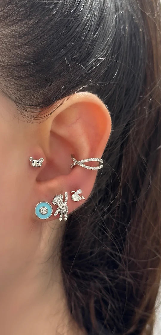 Taşlı X Ear Cuff