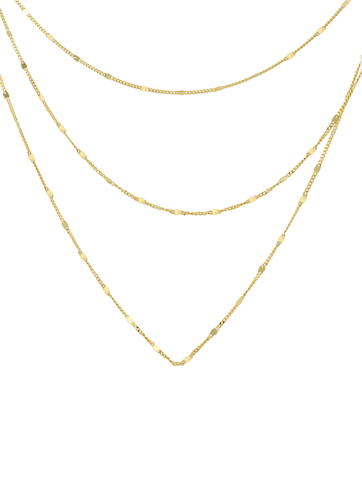 Pullu Gurmet Üç Sıra Zincir Kolye