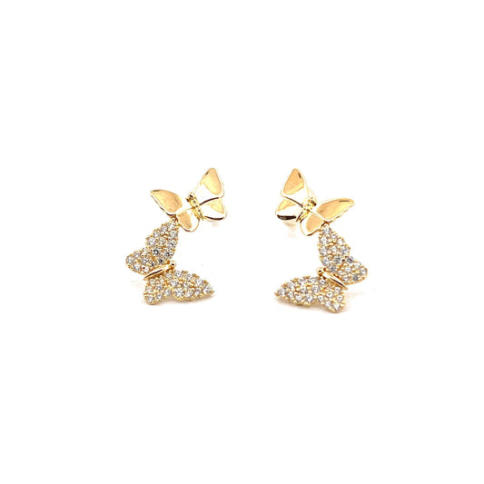 Butterflies Gold Stud Küpe