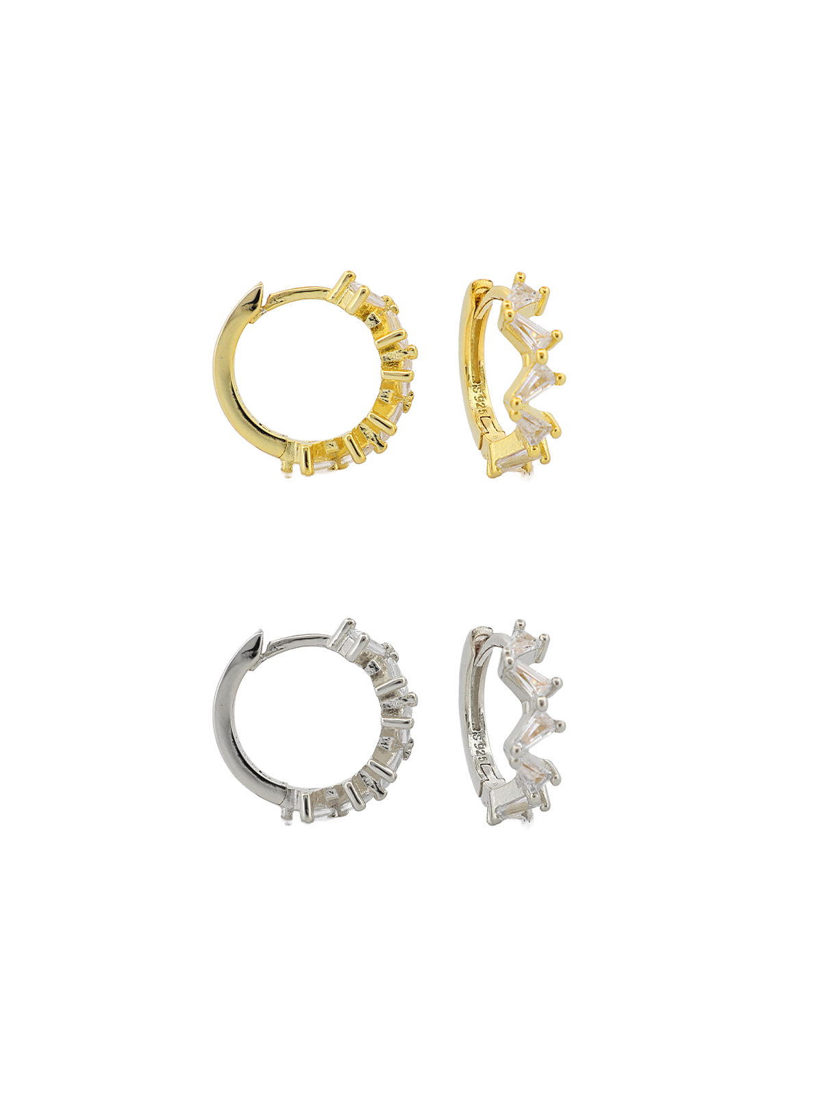 Çarpık Trapez Taş Halka Küpe