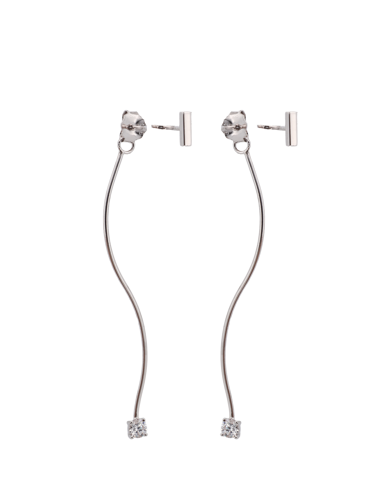 Taş Bitişik Dalgalı Çubuk Pimli Bar Küpe