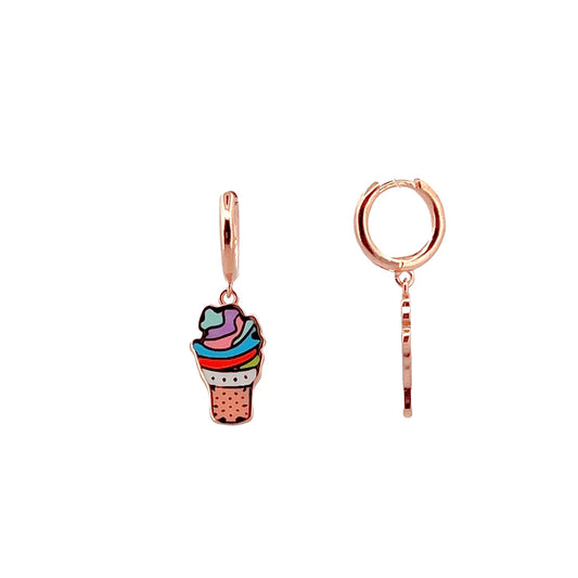 Dangle Ice Cream Rose Hoop Küpe