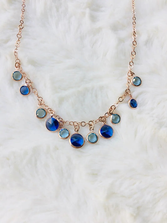 Deep Blue Rose Gold Kolye