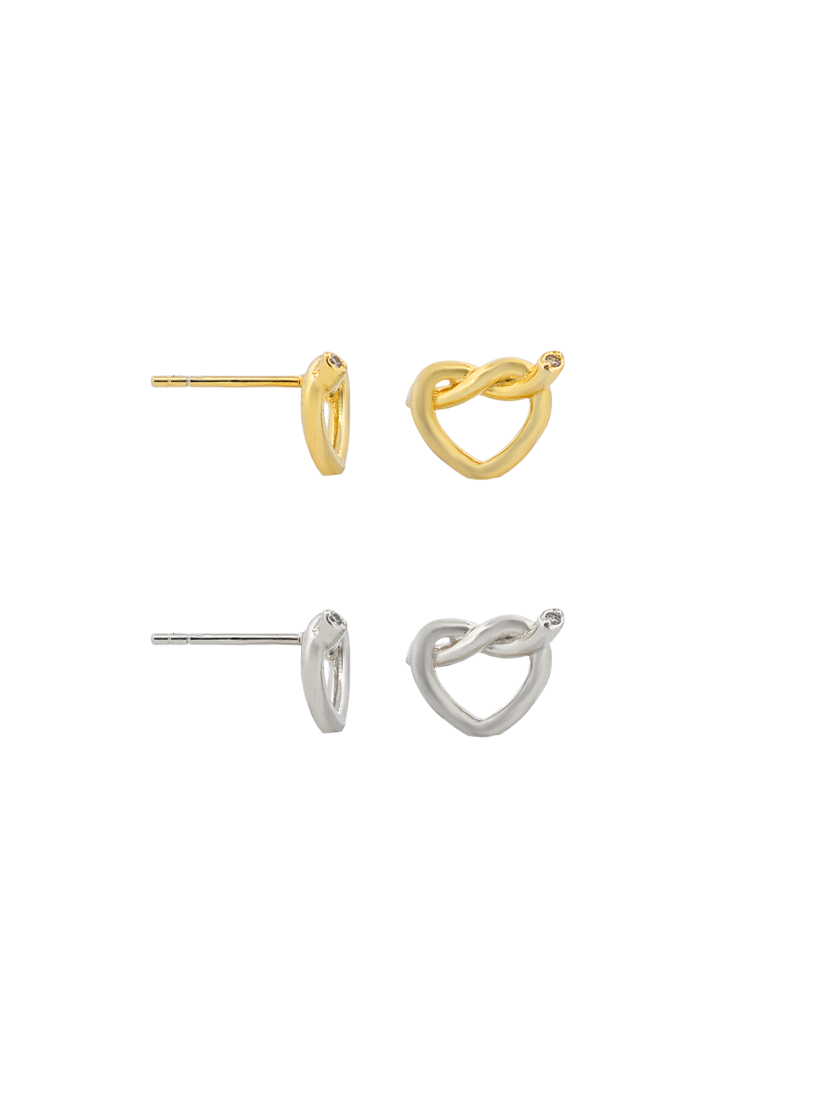 Ucu Taşlı Düğüm Kalp Küpe