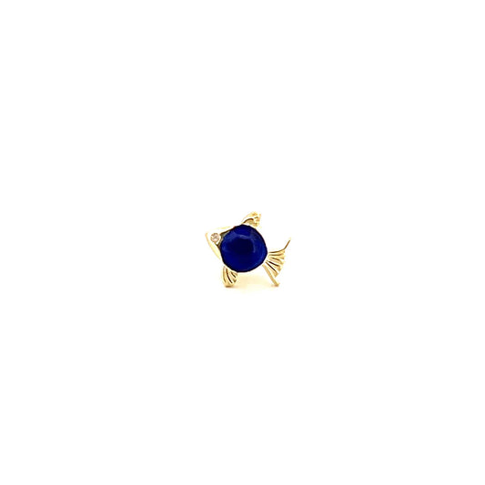 Enamel Fish Stud Gold Tek Küpe