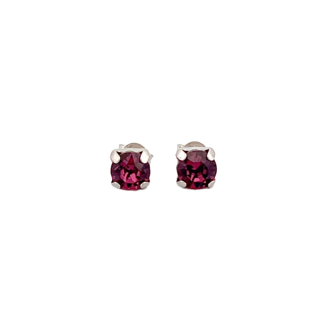 Fuchsia Solitaire White Stud Küpe