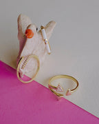 Üç Taşlı Beyaz Mine Yüzük