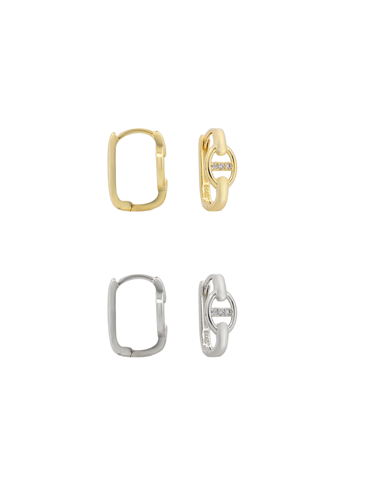 Gemici Zincir Dikdörtgen Halka Küpe