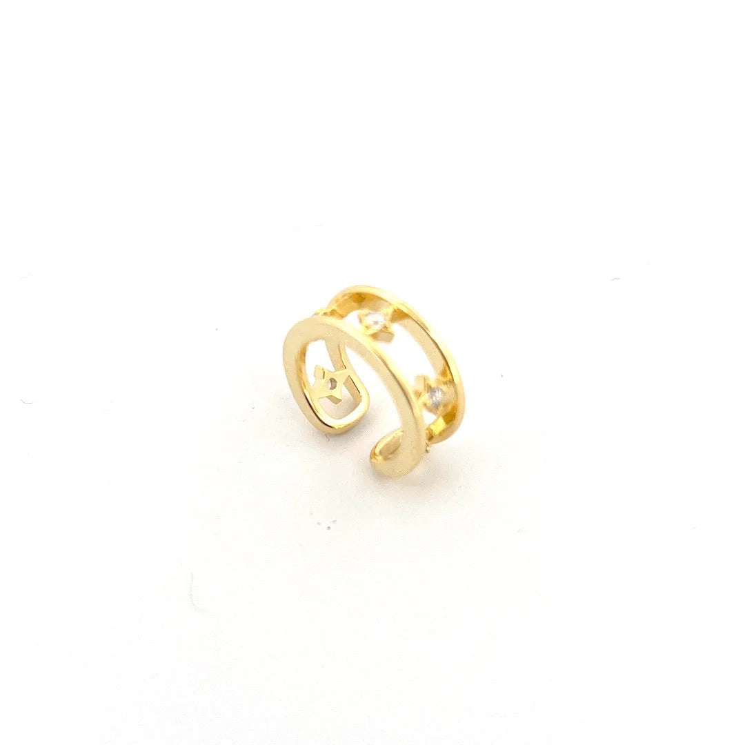 Gömme Taşlı Kutup Yıldız Gold Ear Cuff