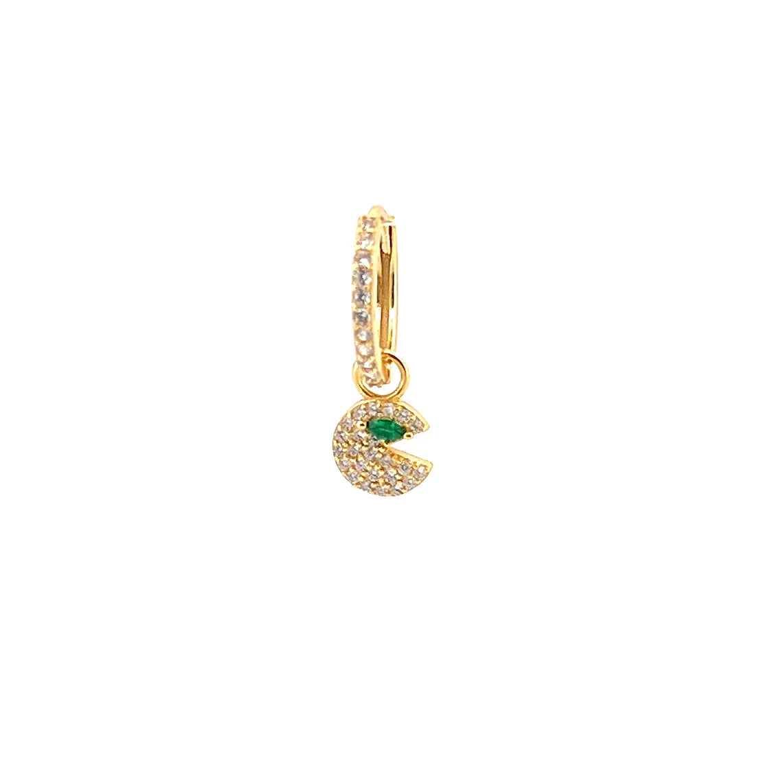 Green Packman Pave Hoop Gold Küpe