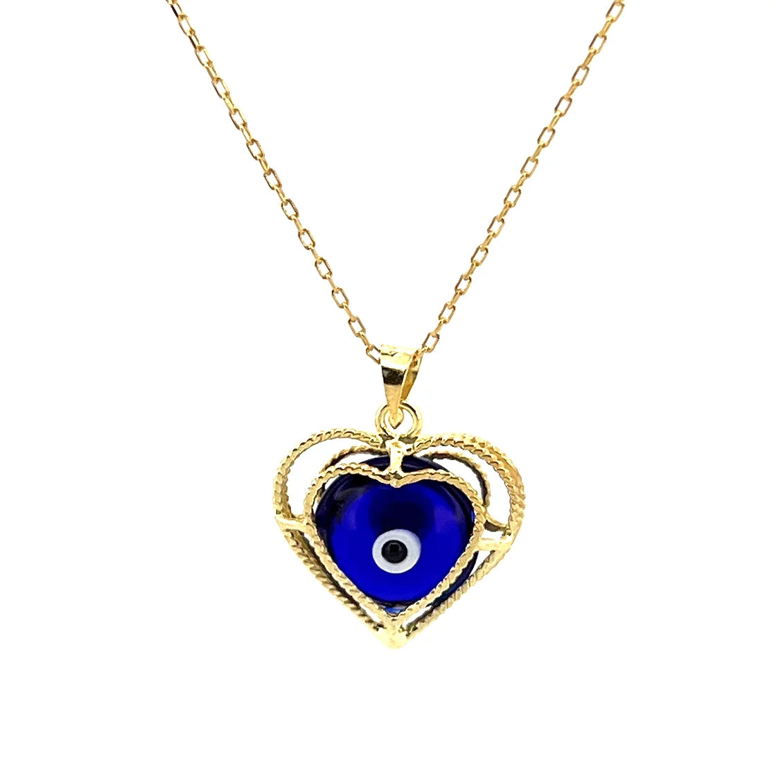 Heart Nazar Double-sided Gold Kolye