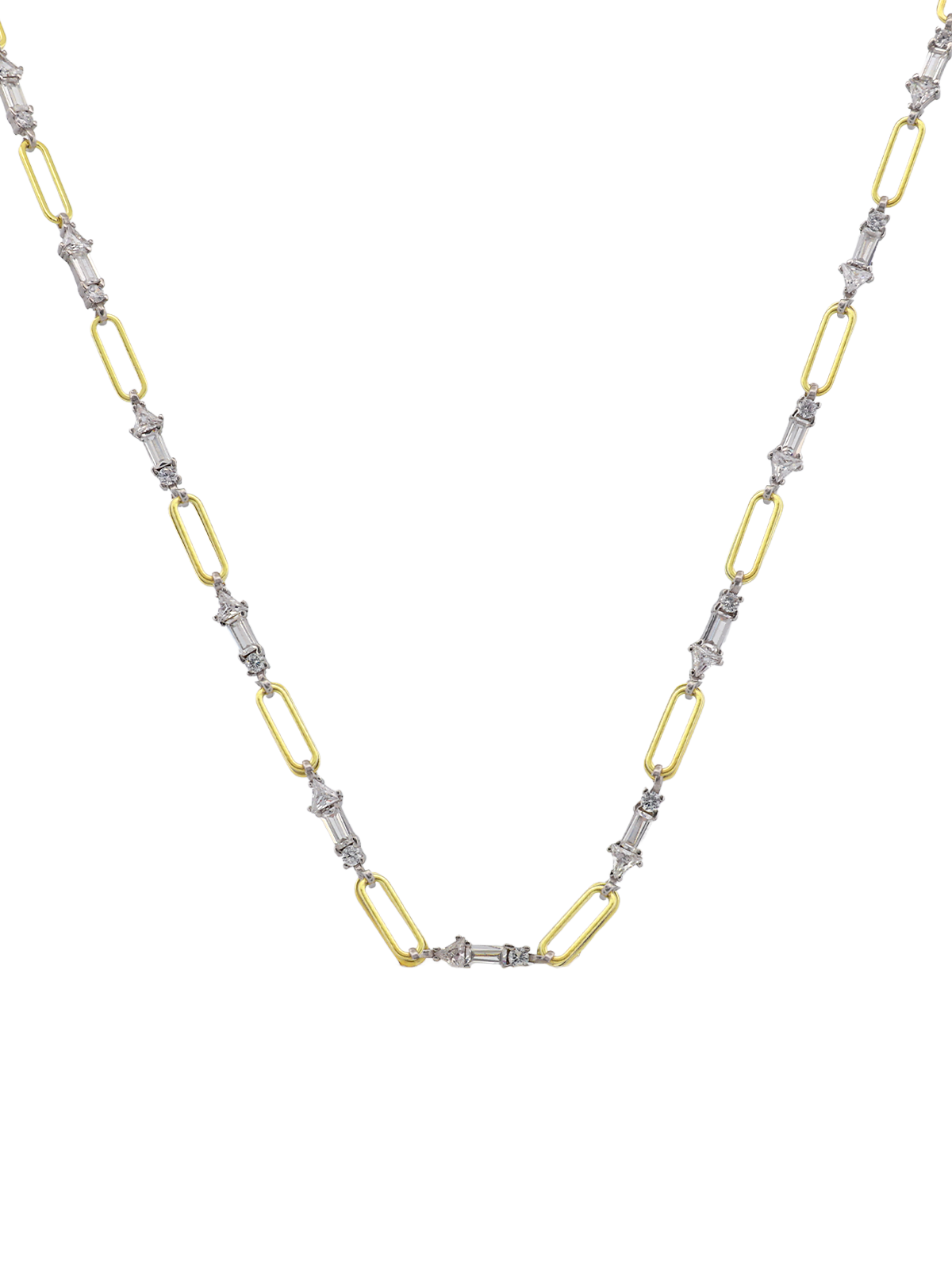 Karışık Taş Atlamalı Ataç Zincir Choker Kolye