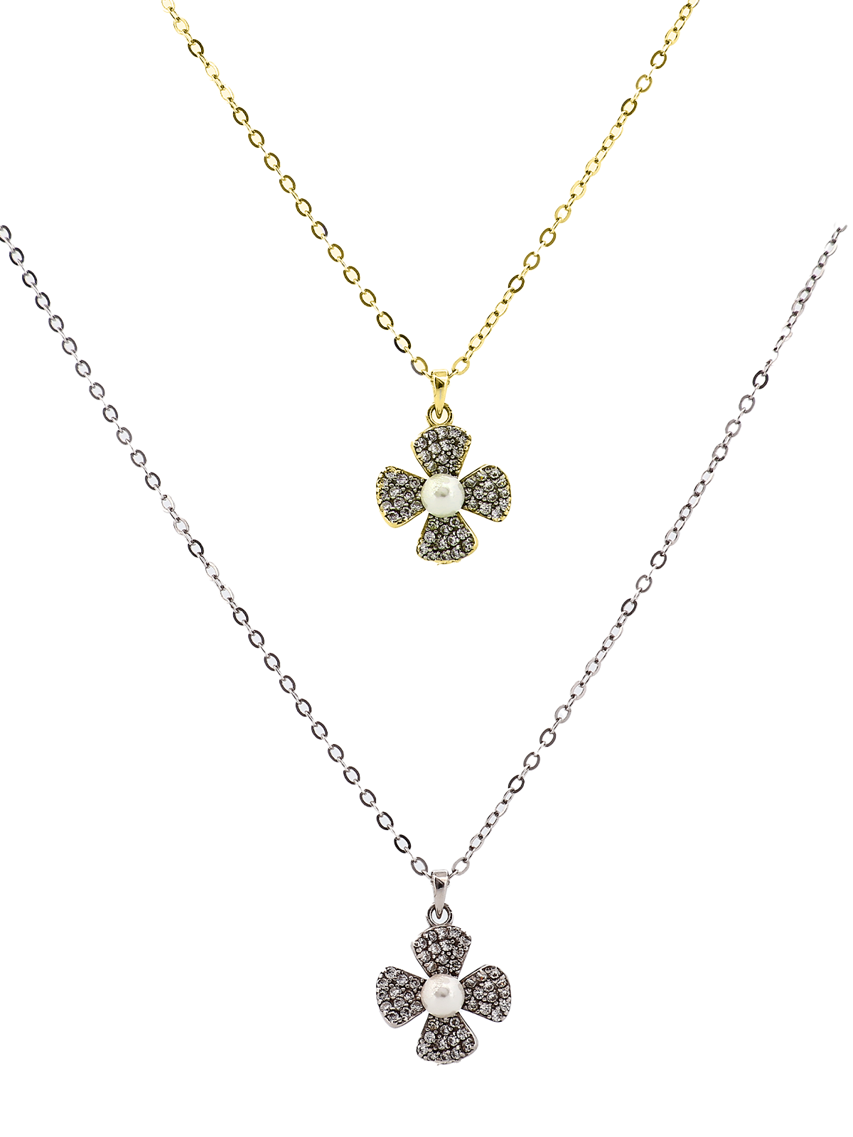 İncili Taşlı Yonca Kolye