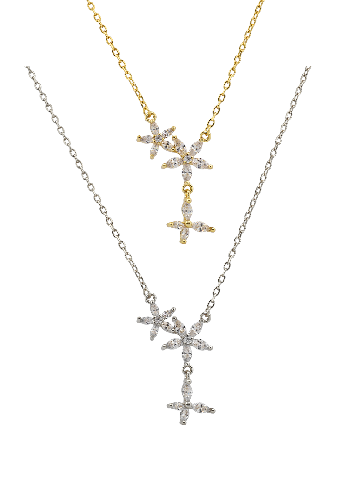 Kelebek Sallantılı İkili Lotus Y Kolye