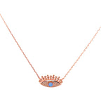 Kirpikli Mavi Opal Taş Göz Kolye