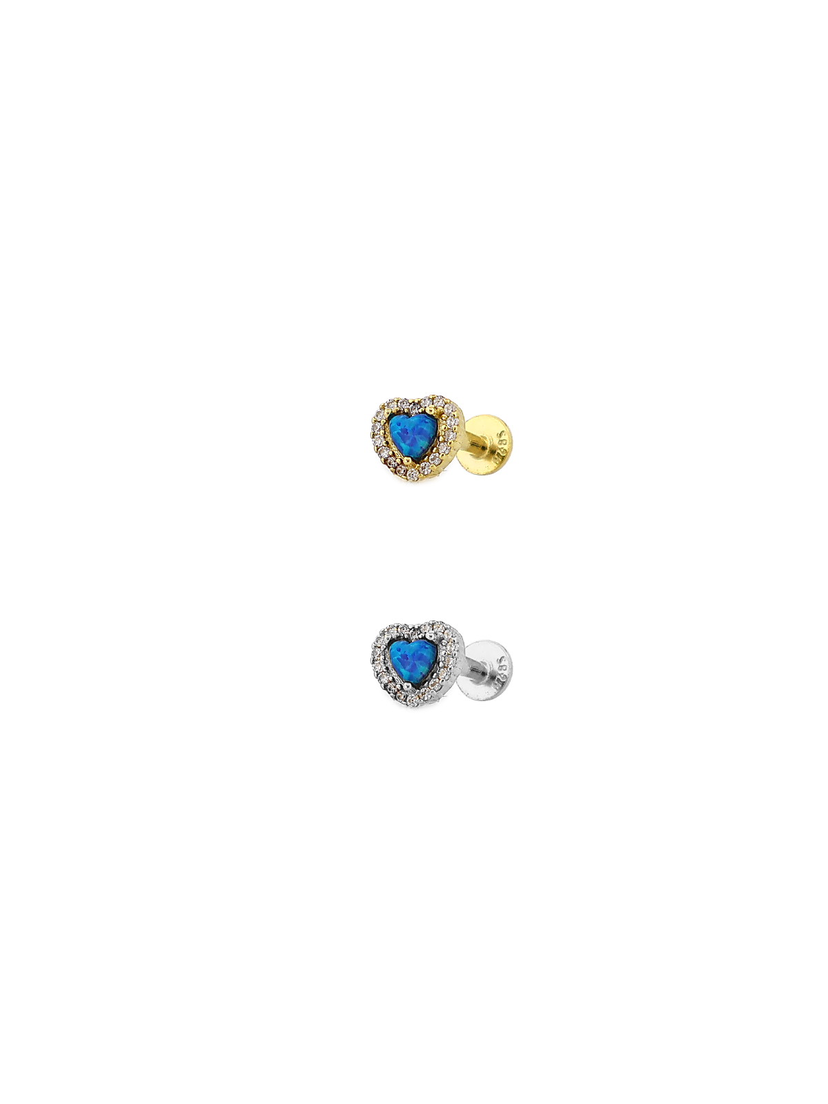 Etrafı Taşlı Mavi Opal Kalp Piercing