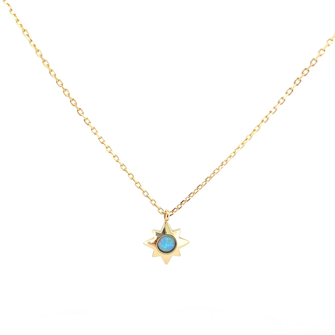 Mavi Opal Taşlı Güneş Kolye