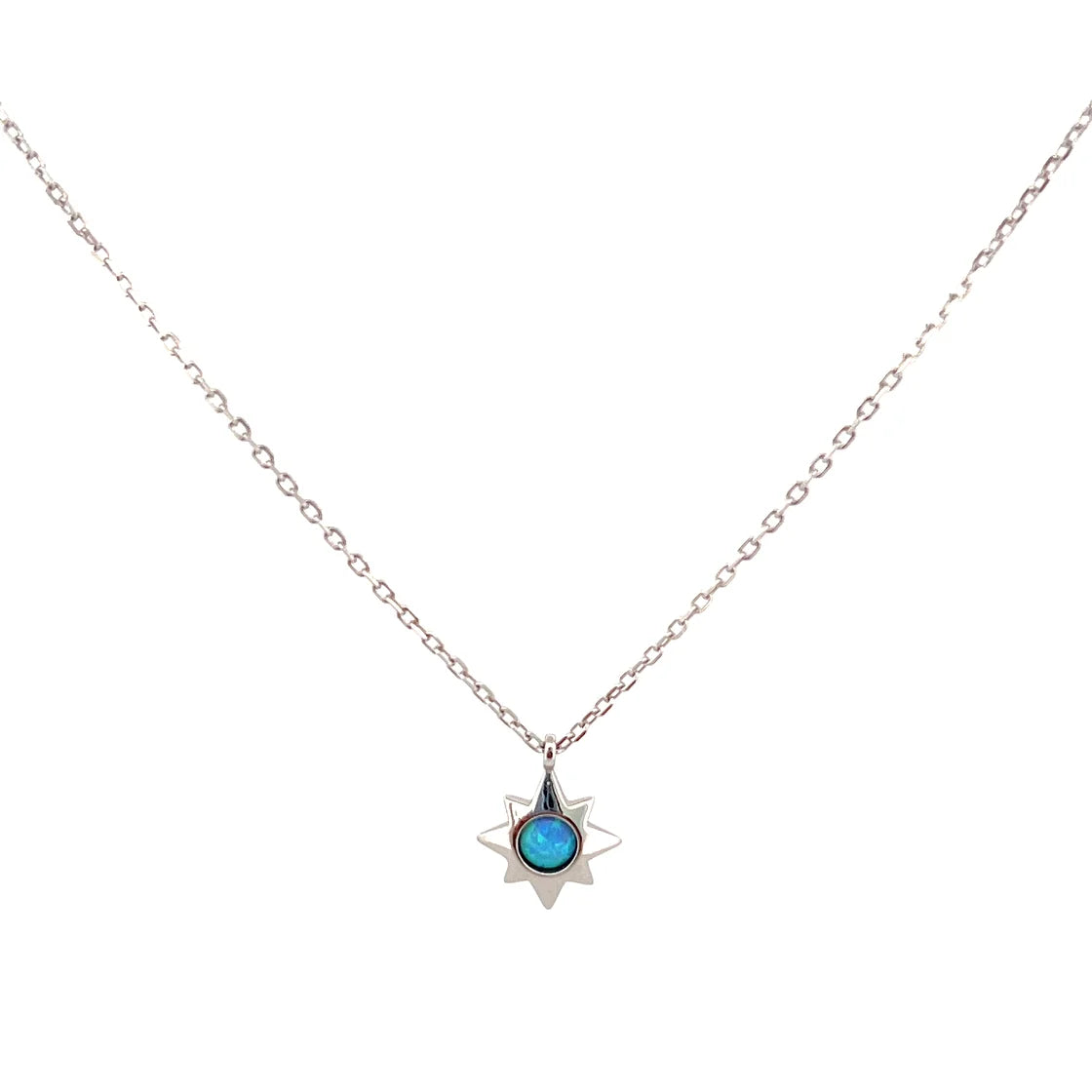 Mavi Opal Taşlı Güneş Kolye