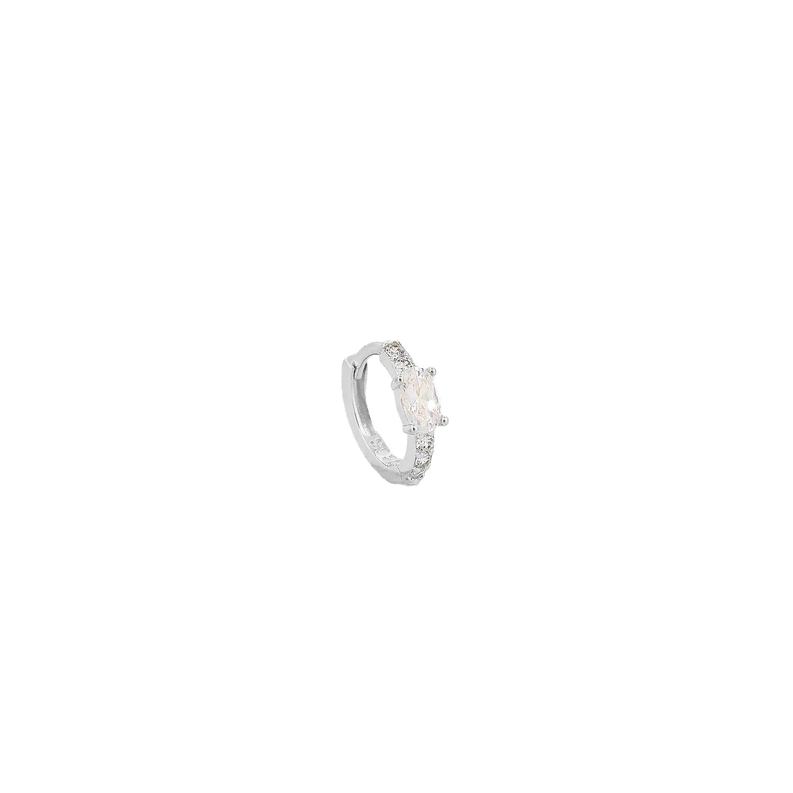 Micro Orta Oval Beş Taşlı Halka Tek Küpe