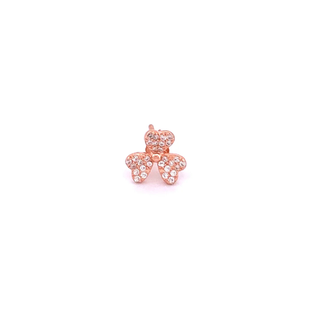 Midi Trifoliate Flower Pave Stud Tek Küpe