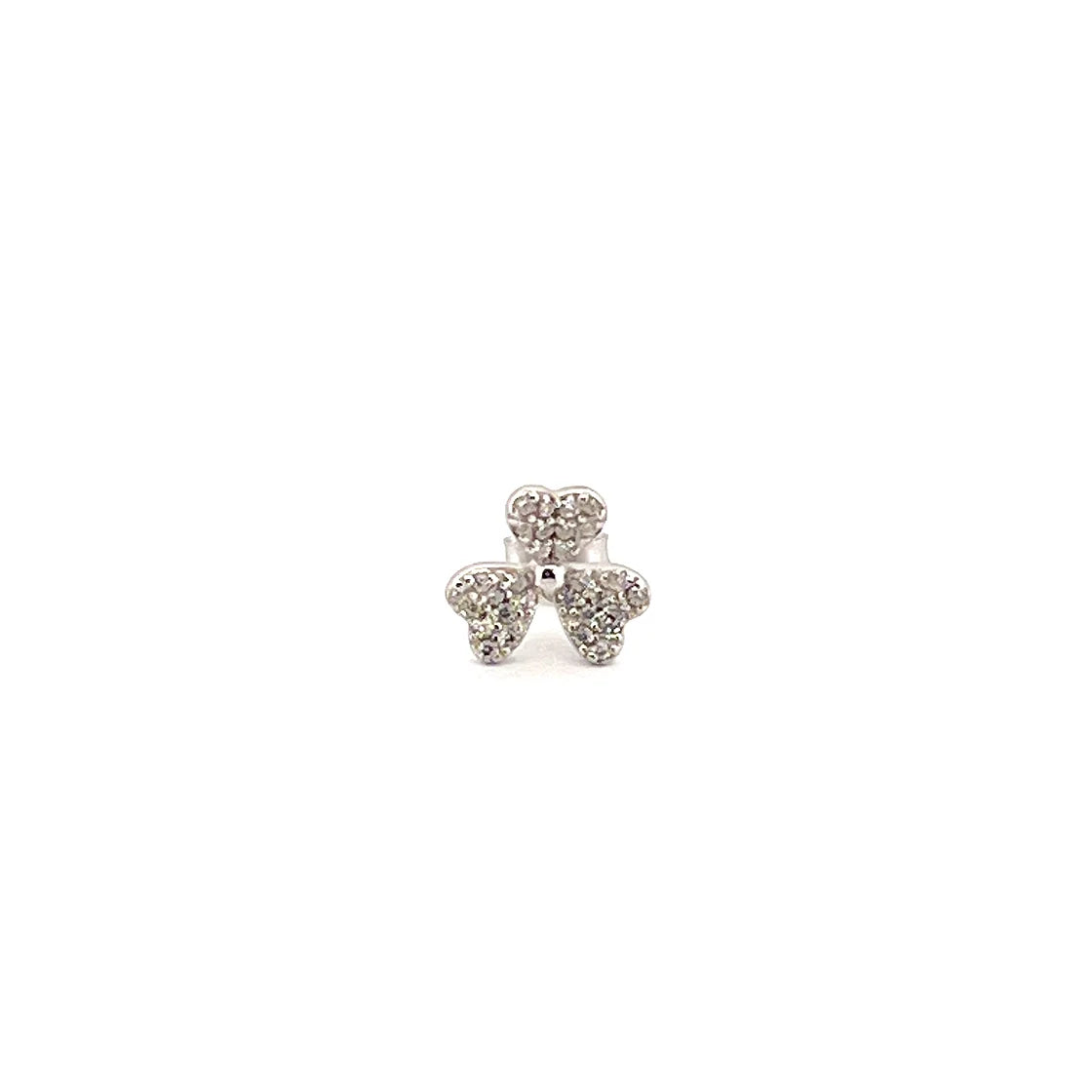 Midi Trifoliate Flower Pave Stud Tek Küpe