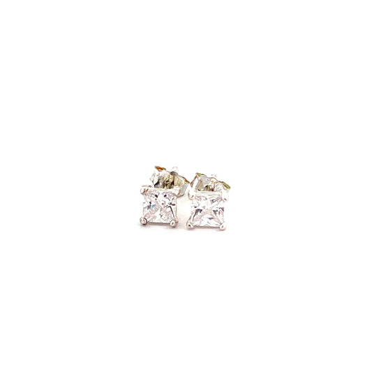 Mini Princess Cut Stud White Küpe