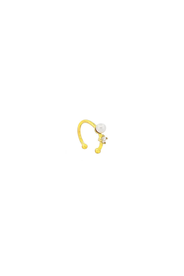 Mini Tek Taşlı İnci Ear Cuff