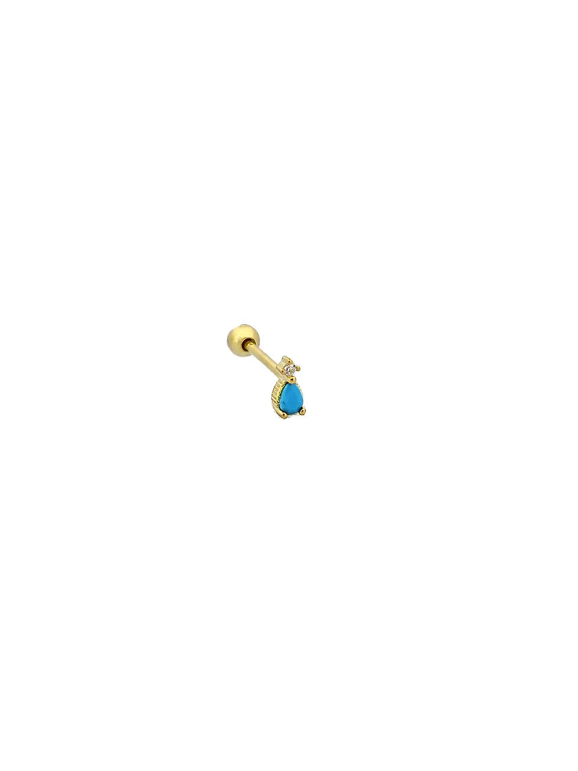 Mini Taşlı Turkuaz Damla Piercing