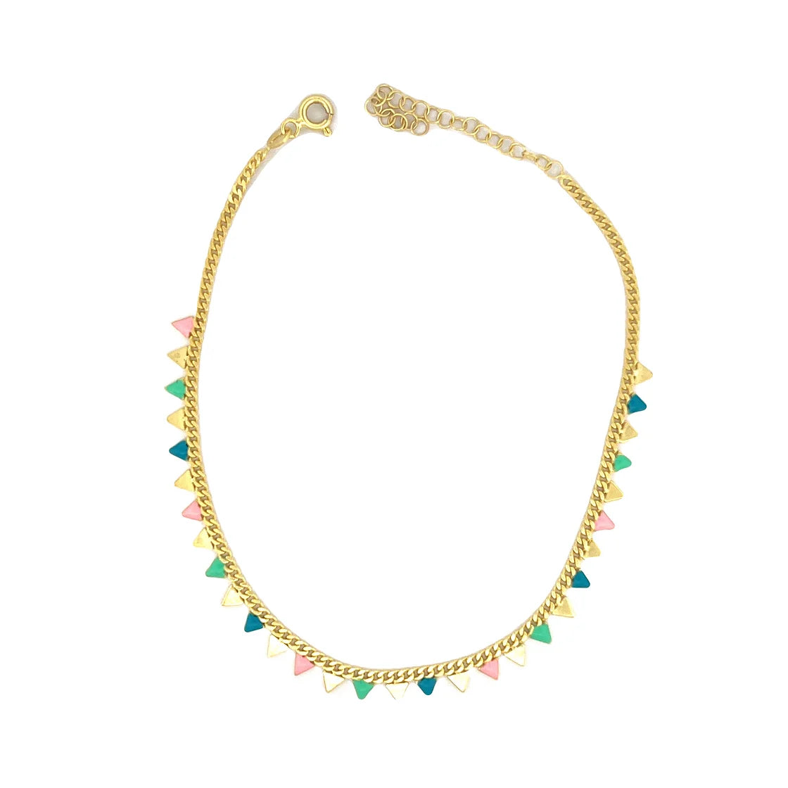 Multicolor Dangling Triangels Gold Chain Halhal
