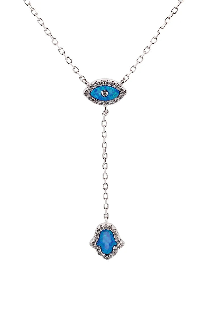 Opal Göz Hamsa Sallantılı Y Kolye