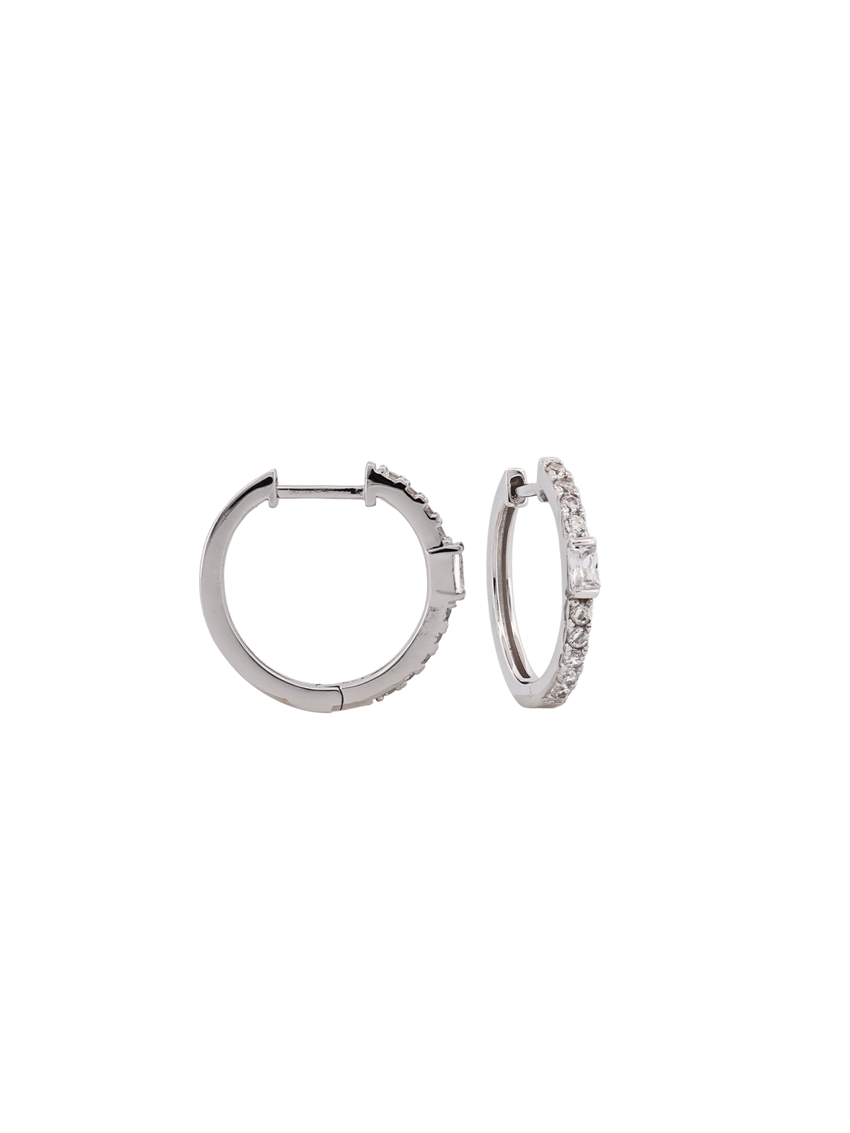 Orta Baget Taşlı Yarım Tur Halka Küpe