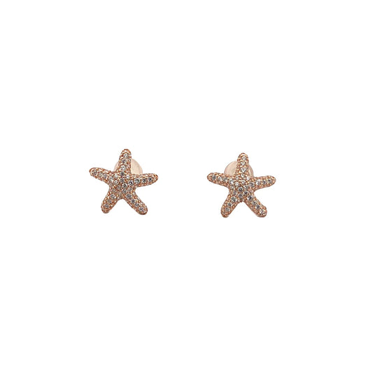 Pave Seastar Rose Stud Küpe