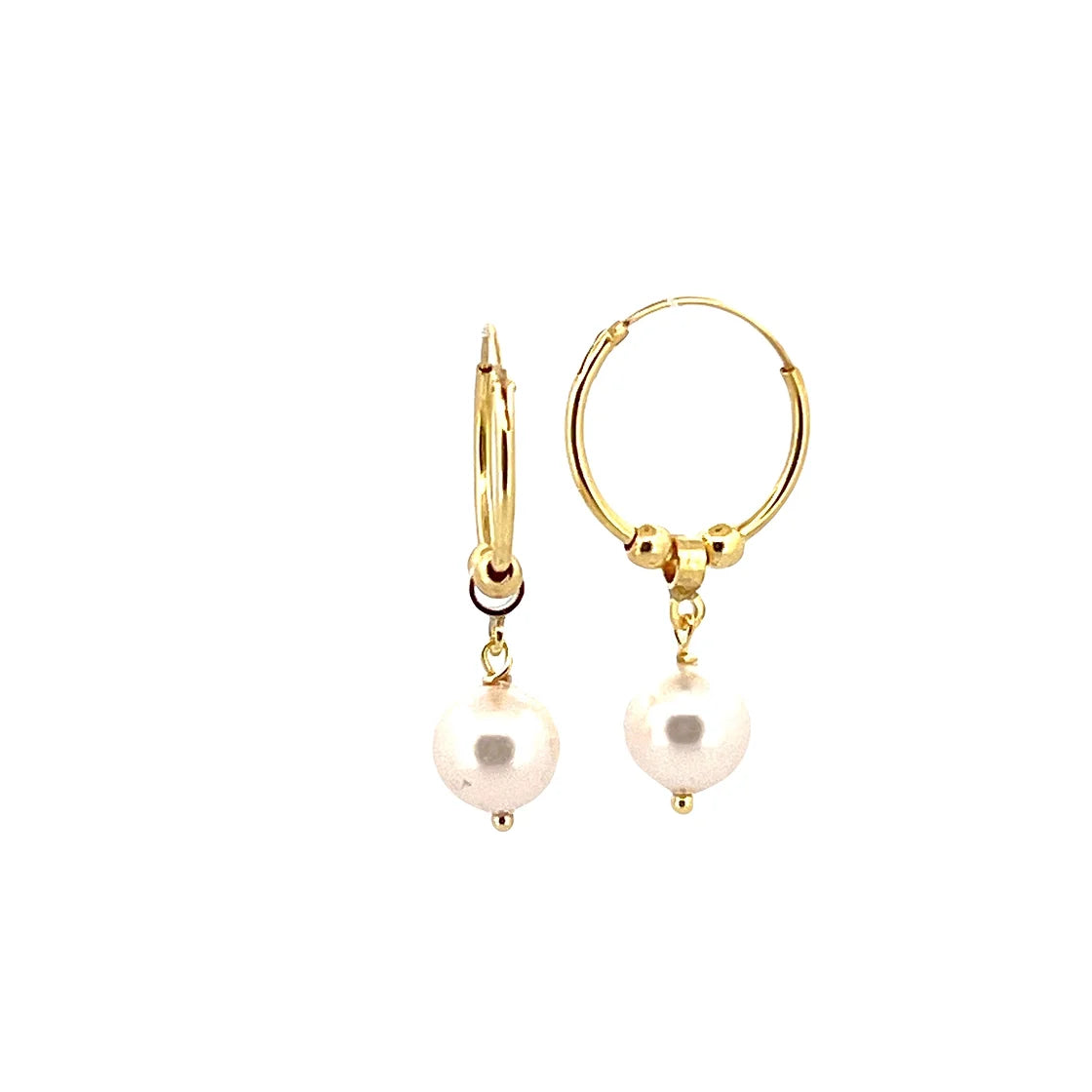 Pearl Dangle Gold Hoop Küpe