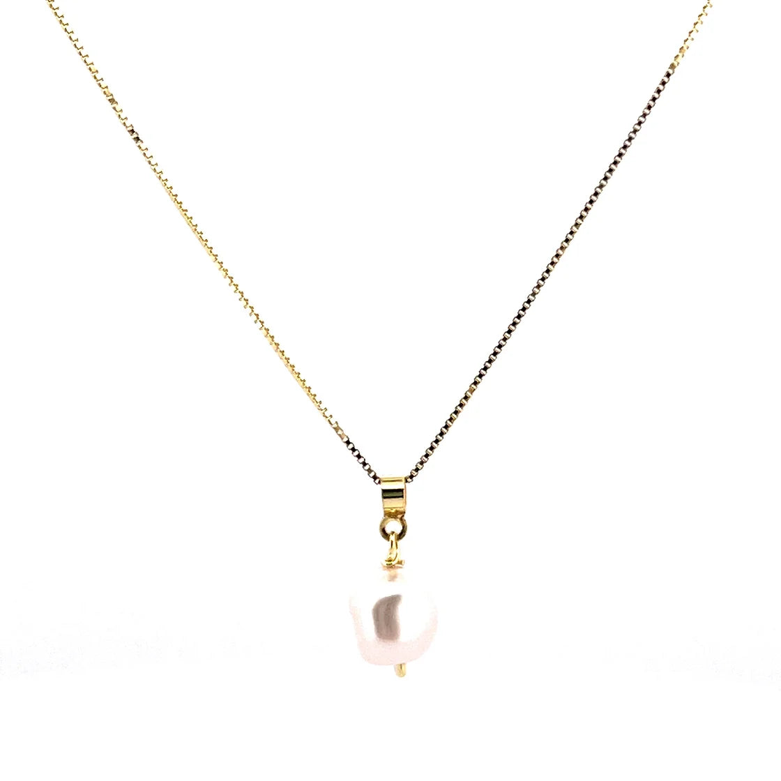 Pearl Gold Cube Chain Kolye