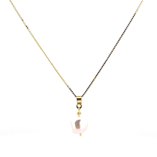 Pearl Gold Cube Chain Kolye