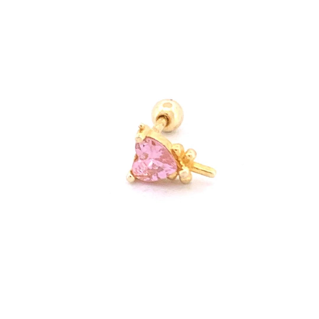 Pembe Kalp Şeker Gold Piercing
