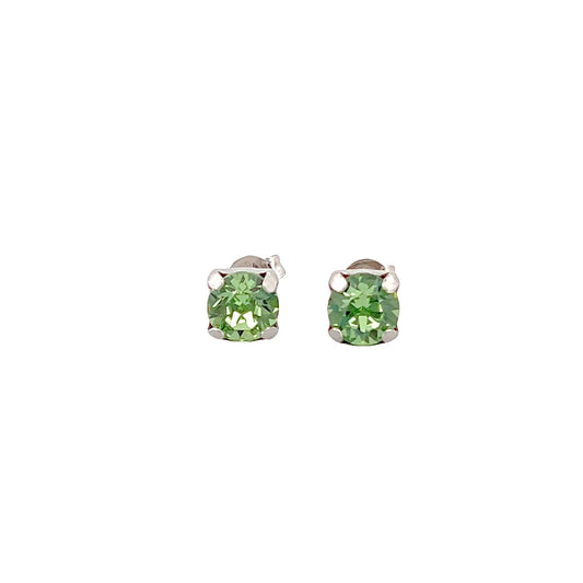 Peridot Solitaire White Stud Küpe