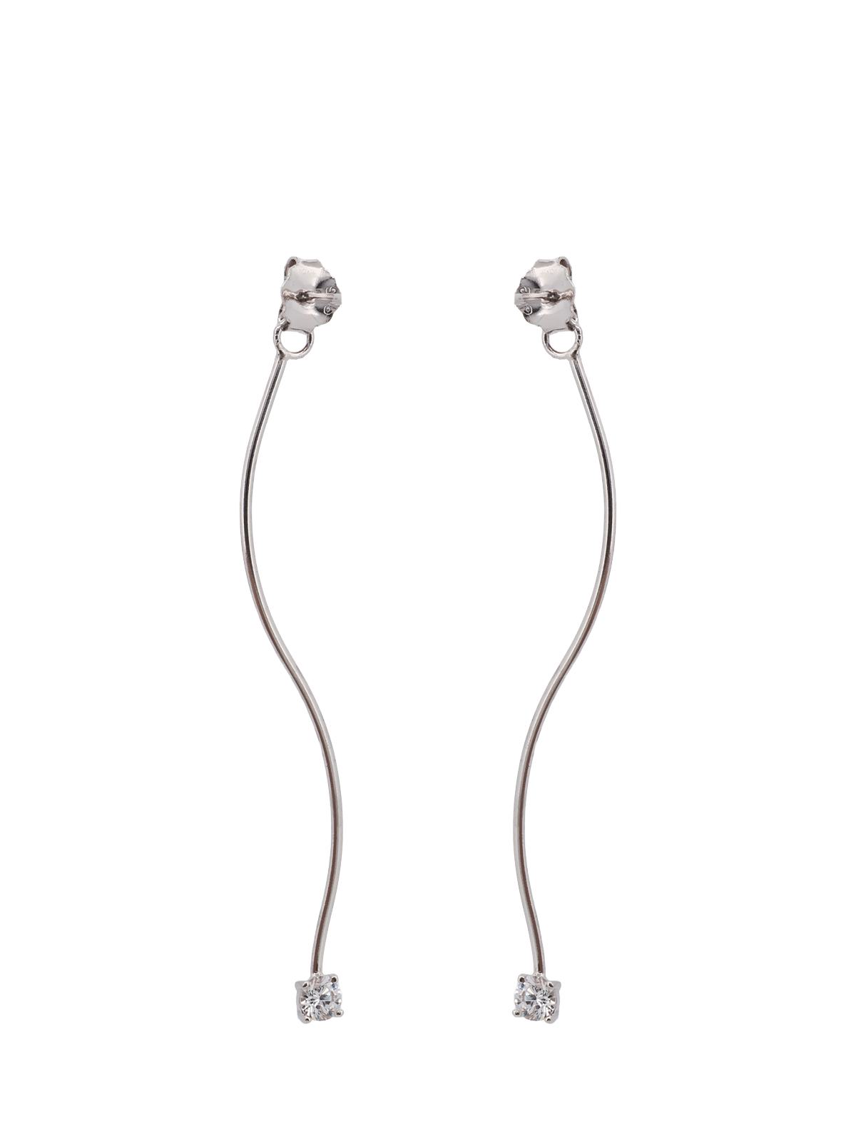 Taş Bitişik Dalgalı Çubuk Pimli Bar Küpe