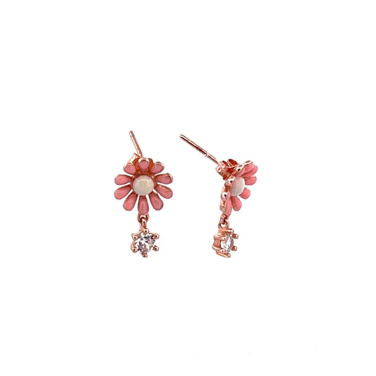 Pink Daisy Rose Stud Küpe