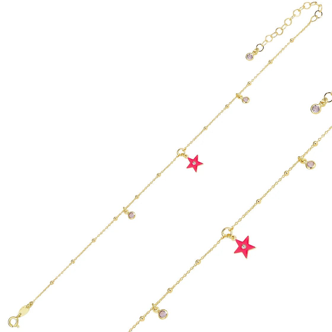 Pink Star Gold Chain Halhal