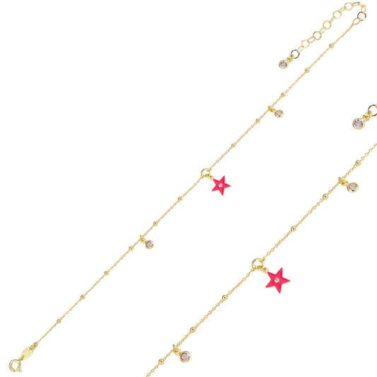 Pink Star Gold Chain Halhal