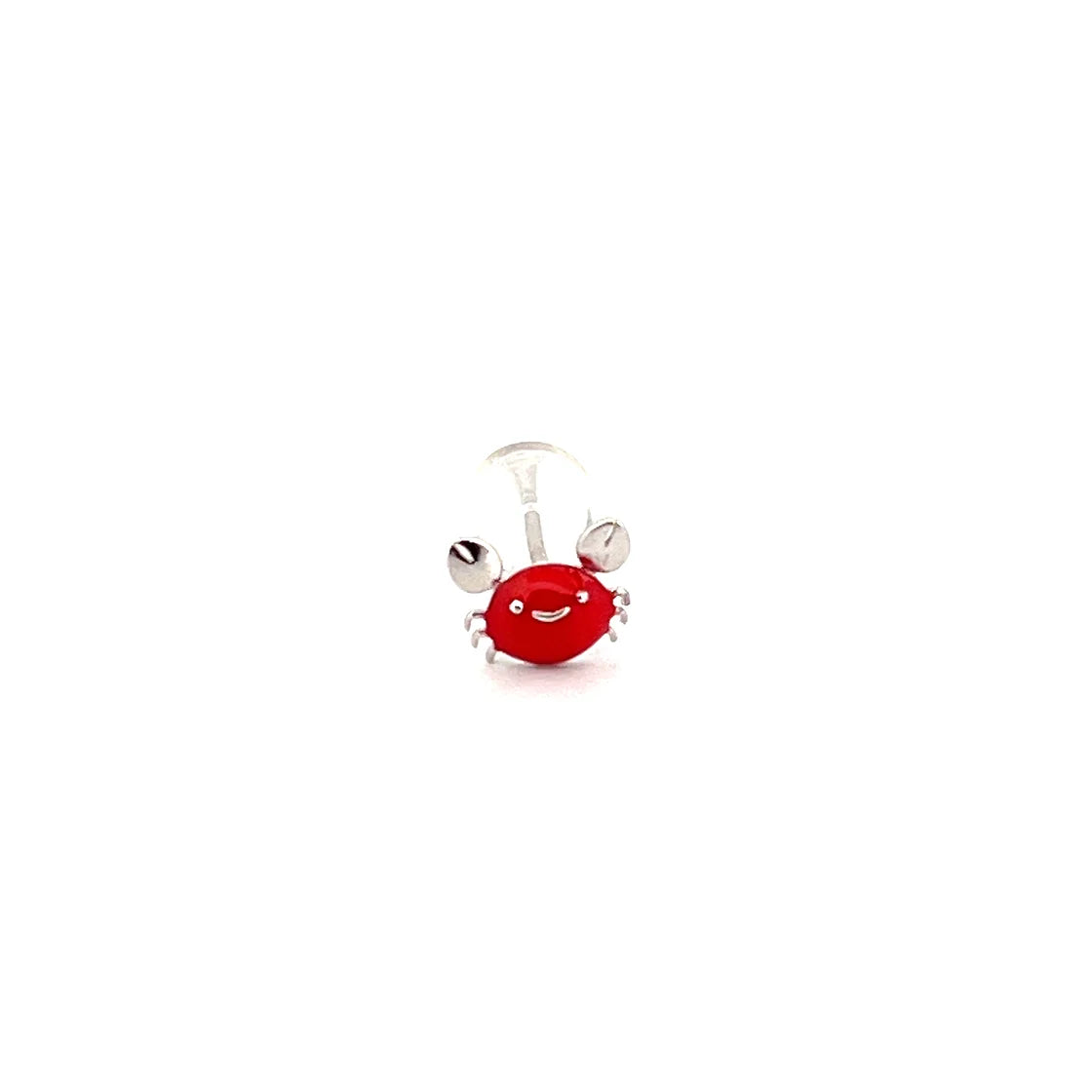 Red Crab Stud White Tek Küpe