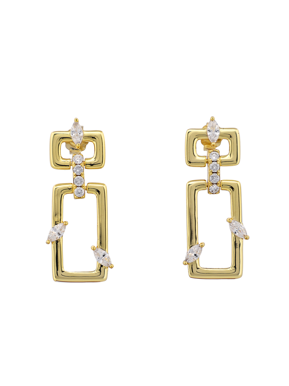 Serpme Markiz Taşlı Dikdörtgen Sallantılı Küpe